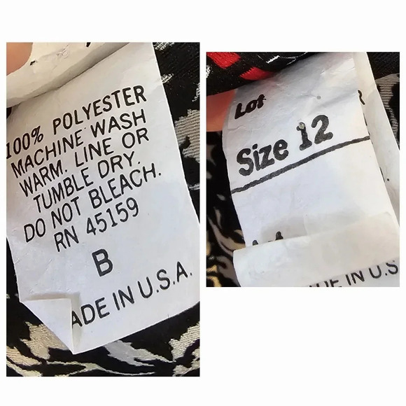 Vintage 80's In Cinq Women's Dress •Size 12• Made In USA Black Floral Ruffle - Picture 2 of 12